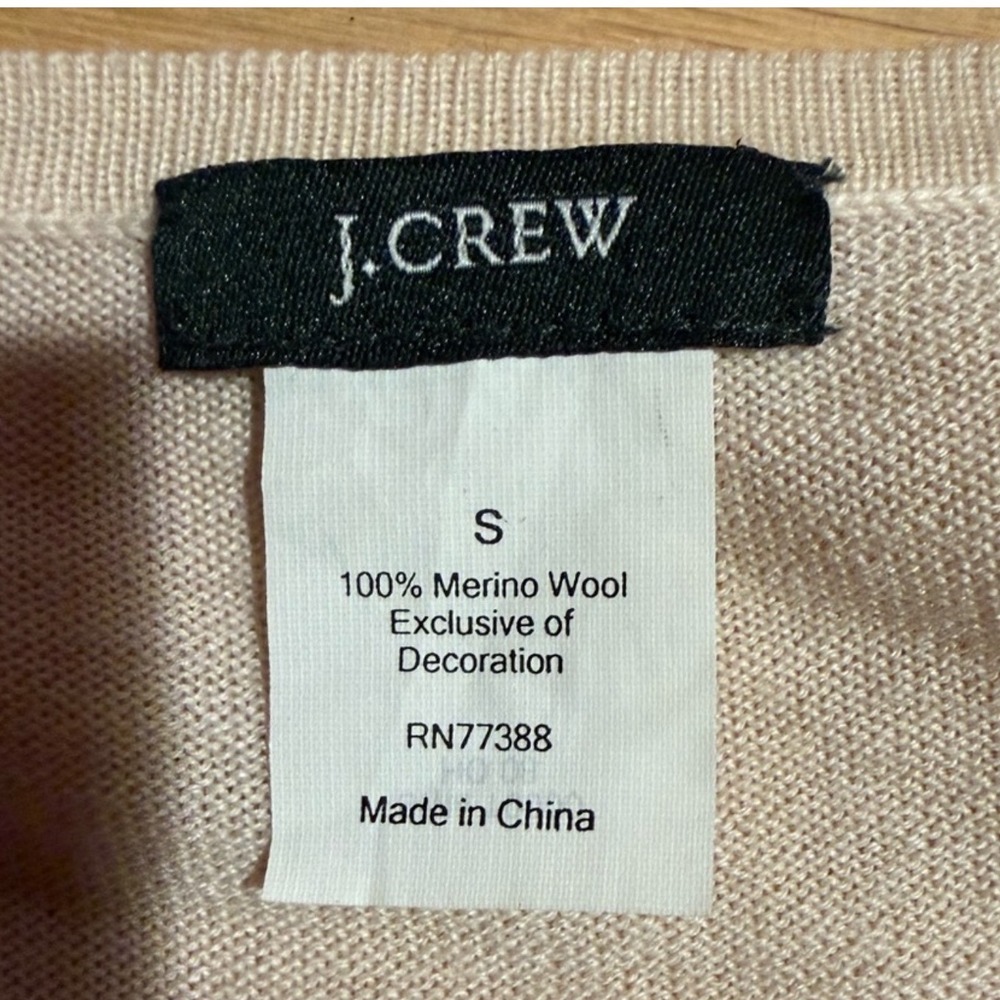J.Crew Merino Wool Ruffle Front Cardigan Pink Tiered Silk Trim Sweater Small - Picture 3 of 3
